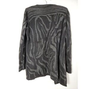 Joan Vaas New York Womens Zebra Open Cardigan Sweater Large Gray Lightweight